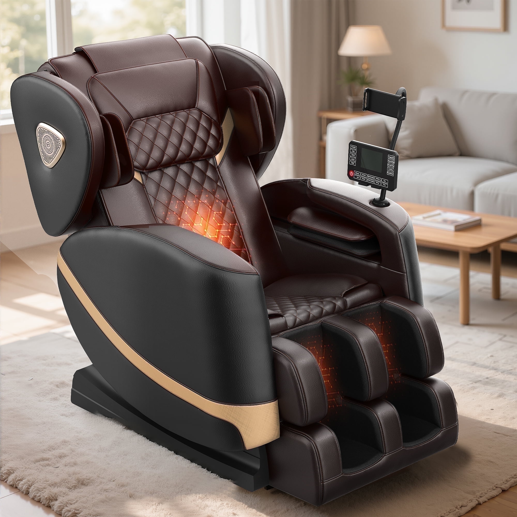 Znines Massage Chair Full Body, Zero Gravity Massage Chair with 10 Fix Rollers, Heating, Foot Massage, Bluetooth Speaker, Touch Screen Controller, Fit Office and Home, Black