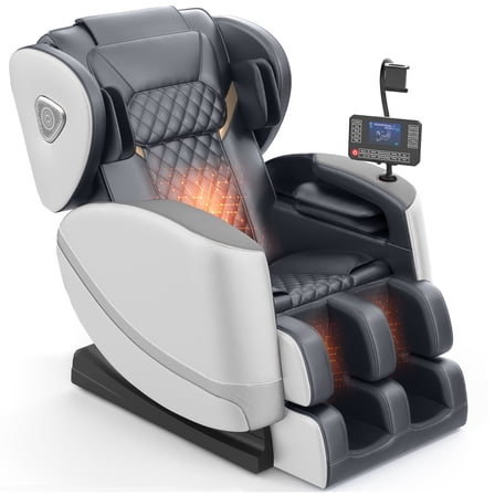 Znines Massage Chair Full Body, Zero Gravity Massage Chair with 10 Fix Rollers, Heating, Foot Massage, Bluetooth Speaker,Light Gray