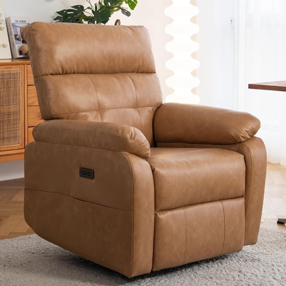 Massage Chair Recliner with Heat,Manual Recliner Chair for Adults,Lazy Boy Recliner Chair with Cup Holder,2 Pockets,Adjustable Backrest,Footrest,Oversized,Heavy Duty (Brown 4)
