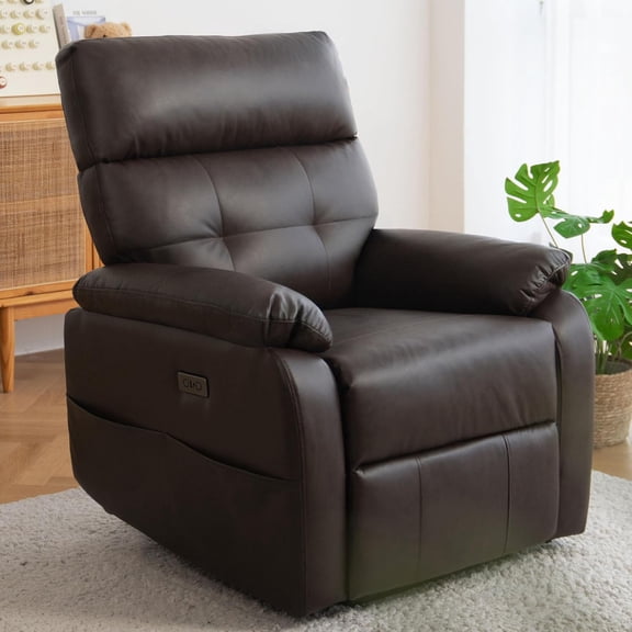 Massage Chair Recliner with Heat,Manual Recliner Chair for Adults,Lazy Boy Recliner Chair with Cup Holder,2 Pockets,Adjustable Backrest,Footrest,Oversized,Heavy Duty (Dark Brown)