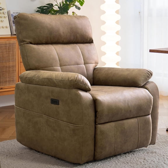 Massage Chair Recliner with Heat,Manual Recliner Chair for Adults,Lazy Boy Recliner Chair with Cup Holder,2 Pockets,Adjustable Backrest,Footrest,Oversized,Heavy Duty (Brown 3)