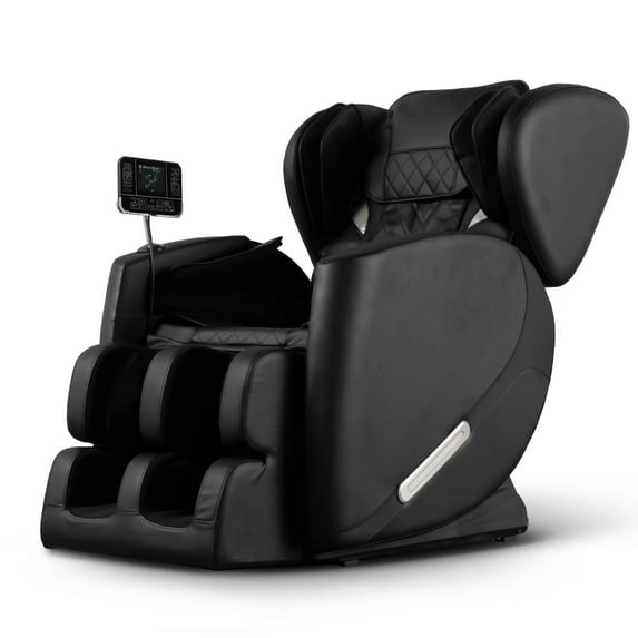 Massage Chair, Zero Gravity Full Body Air Pressure Recline Chair - Electric Chair with Heating, Foot Roller and Built-in Bluetooth Speakers for Home and Office, Black