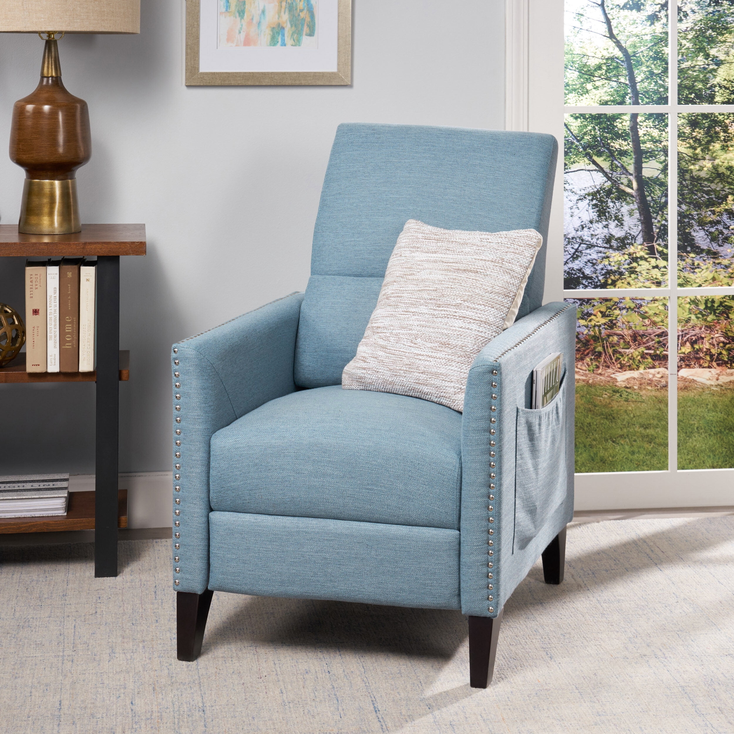 Massage Chairs, PUSH BACK RECLINER, Light Blue Living Room Recliners ...