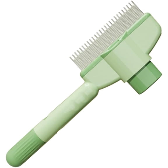 Massage Comb, Hair Removal Brush with Button for Short, Long & Curly Fur ( Green)