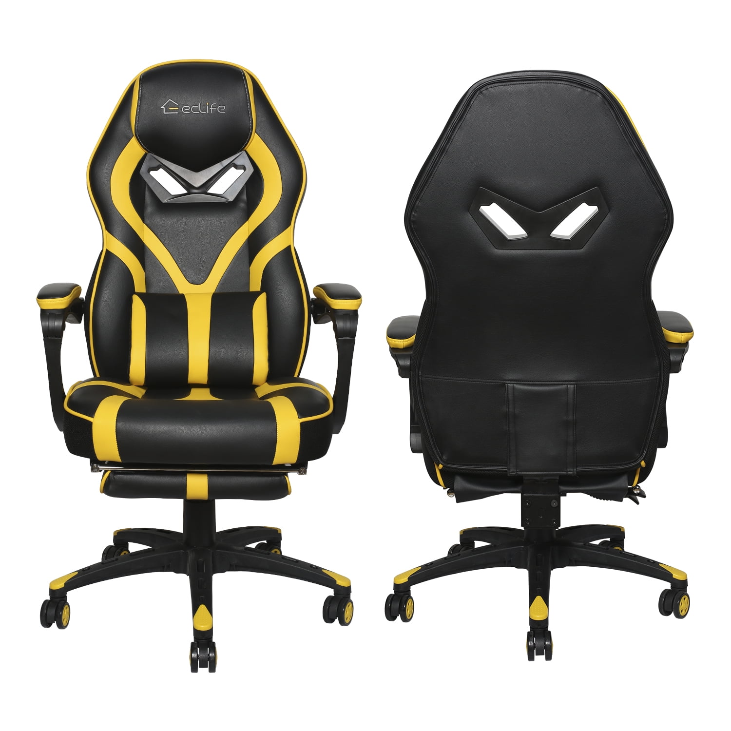 Massage Gaming Chair Ergonomic Office Chair Headrest Lumbar Support Racing Style PU Leather PC High Back Adjustable Swivel Task Chair with Footrest