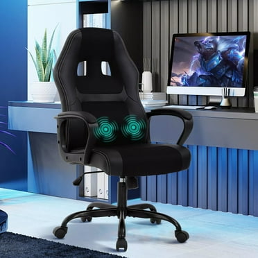 Massage Gaming Chair, High Back Office Chair Adjustable Gamer Chair Ergonomic Computer Chair with Lumbar Support Task Rolling Swivel Chair Game Chair for Adult &Teen(Black)
