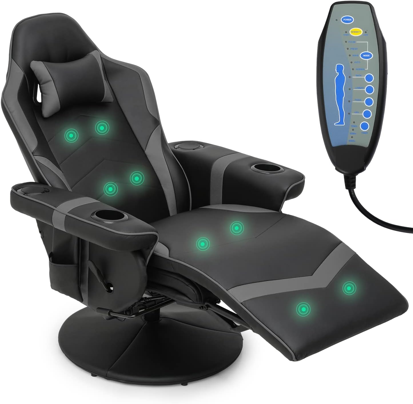 Massage Gaming Chair With Speakers PU Leather Adjustable Single Gaming