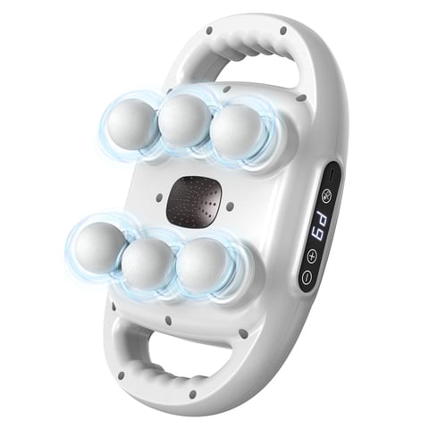 Cshidworld Massage Gun, 6 Heads Deep Tissue Massager, Portable Muscle Massage Gun for Back Neck Muscle Relieve, 9 Levels Speed Modes, Digital Display 6 Massage Heads Link Drive System, White
