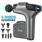 Massage Gun Deep Tissue, 5 Speeds Quiet Percussion Handheld Electric Muscle Massager with 8 Replacement Heads for Gym Office Home Post-Workout Recovery, Gray