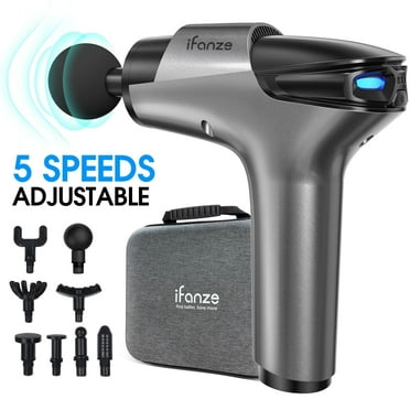 Massage Gun Deep Tissue, 5 Speeds Quiet Percussion Handheld Electric Muscle Massager with 8 Replacement Heads for Gym Office Home Post-Workout Recovery, Gray