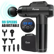Massage Gun Deep Tissue, 99 Speeds Quiet Handheld Electric Muscle Massager with 8 Replacement Heads for Gym Office Home Post-Workout Recovery, Black