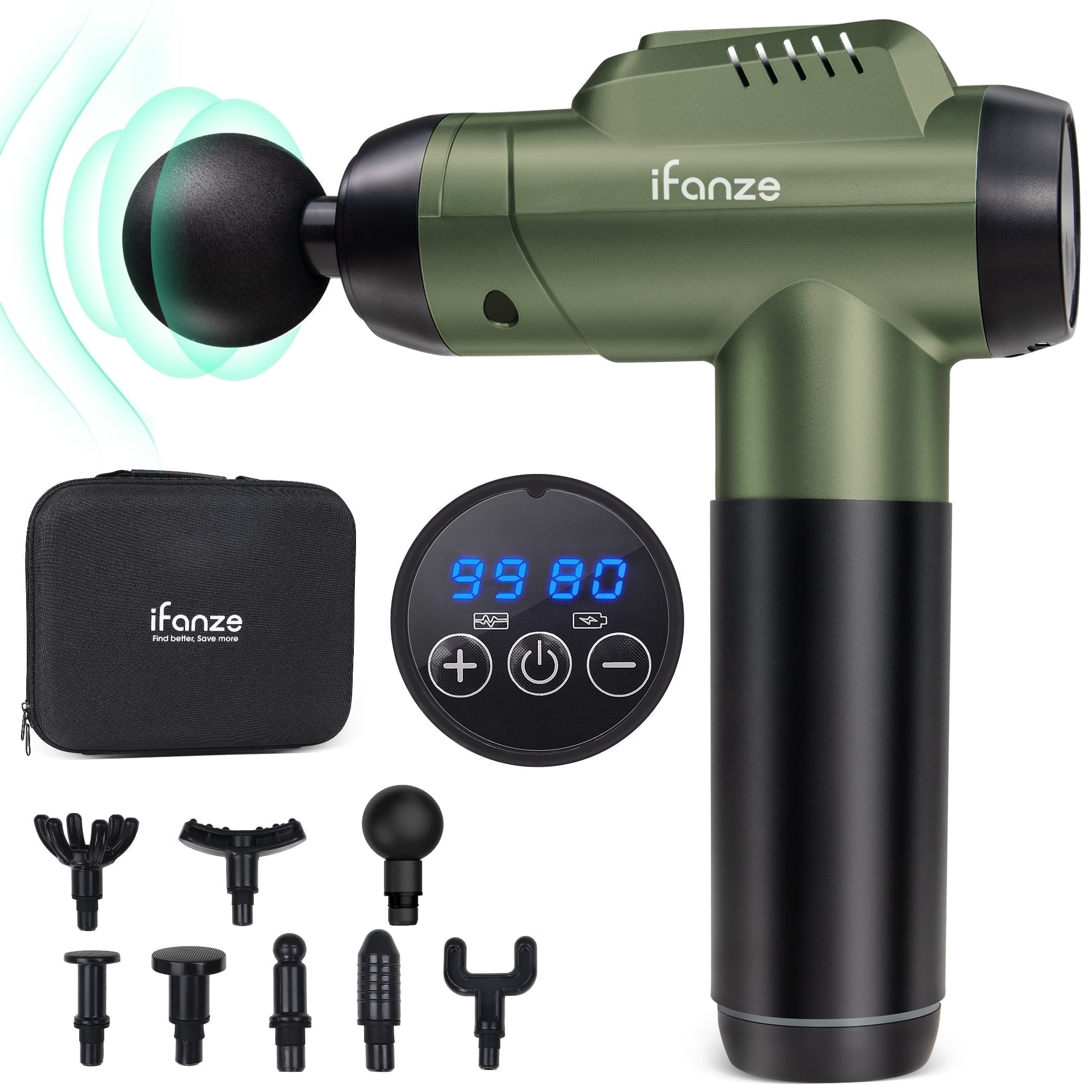 iFanze Deep Tissue Massage Gun, 99 Speeds, 8 Heads, Quiet