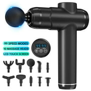 Massage Gun, Deep Tissue Back Massage for Athletes for Pain Relief, Percussion Massager with 10 Massages Heads & Silent Brushless Motor, Black