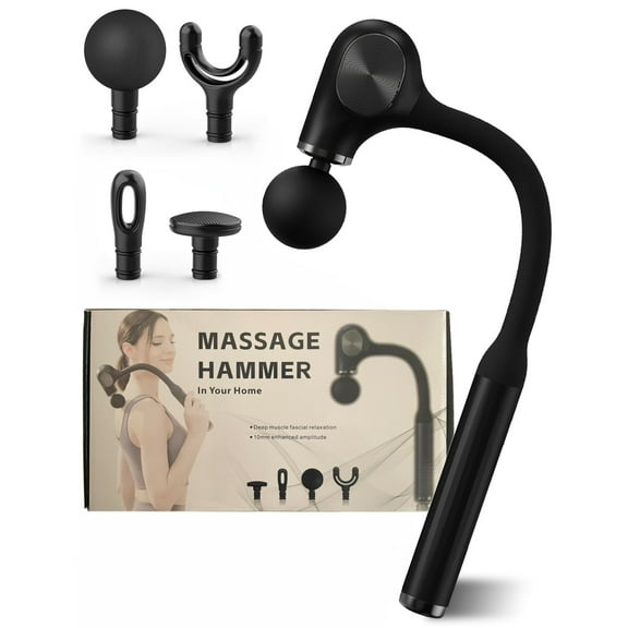 Massage Gun Deep Tissue - Back Massager for Pain Relief Deep Tissue, 12MM Percussion Less-Shock Neck/Foot/Leg/Shoulder Massager, Infinitely Adjustable Speed & 4 Replaceable Heads