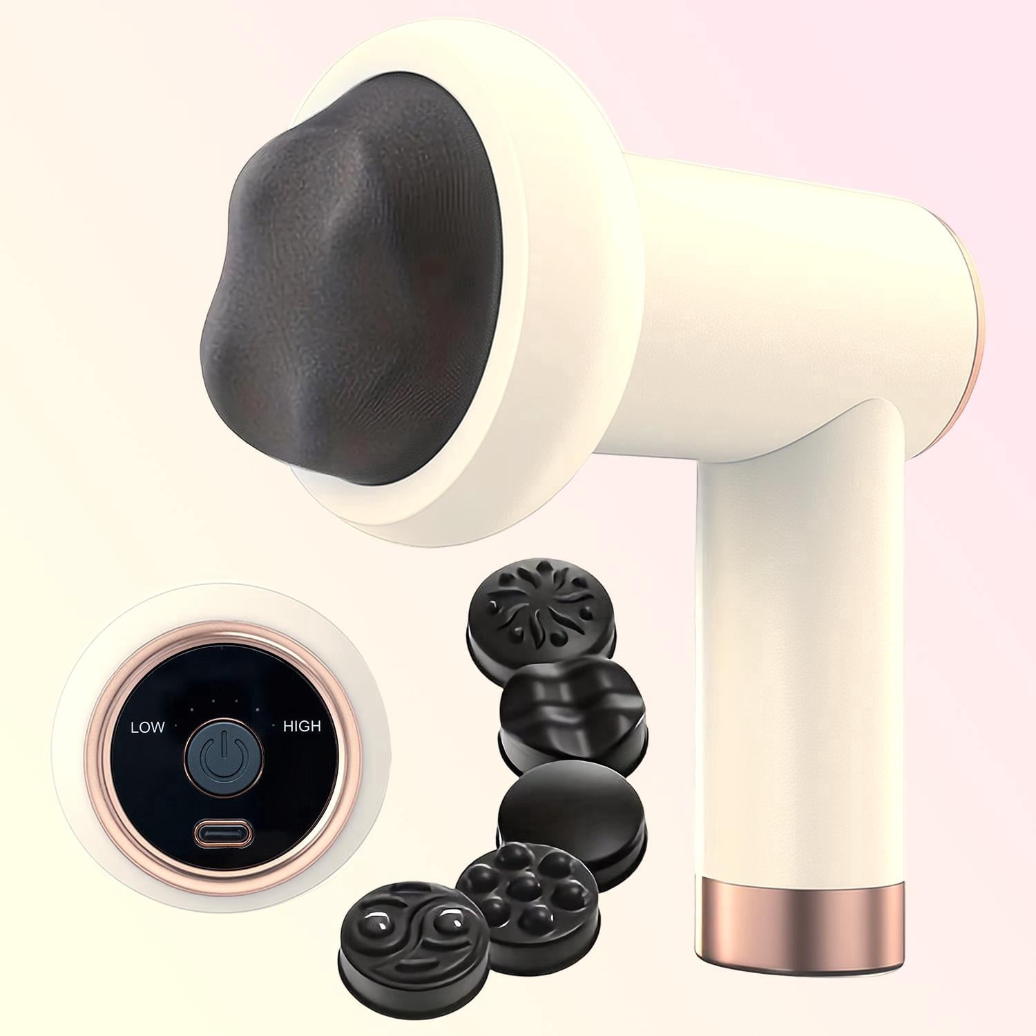 Massage Gun Deep Tissue – Compact Percussion Massage Gun with 5 Interchangeable Heads for Sports Recovery, Home, Office – Muscle Gun for Men and Women
