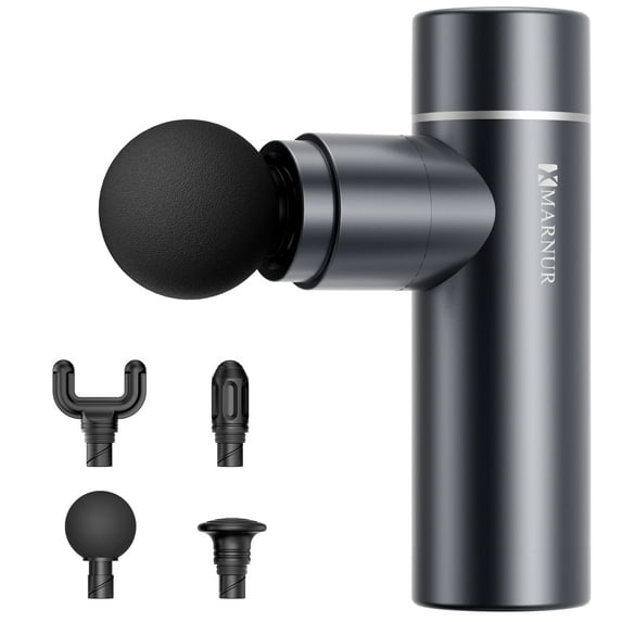 MARNUR Mini Massage Gun – Portable Handheld Deep Tissue Massager, Quiet & Lightweight Palm-Sized Design – Gray
