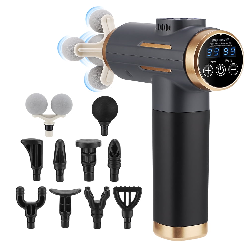 Massage Gun, Deep Tissue Massager with 11 Massage Heads, 99 Level Speeds Portable Fascia Gun, Quiet Massager Gun Digital Display, Gift for Men Women, Gray