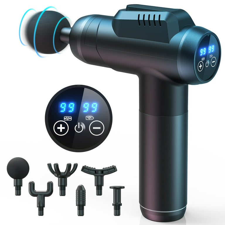 Massage Gun Percussion Muscle Massager Gun Cordless Electric Handheld 30  Speed Levels Deep Tissue Massage Gun with 6 Massage Heads for Body  Relaxation Pain Relief 