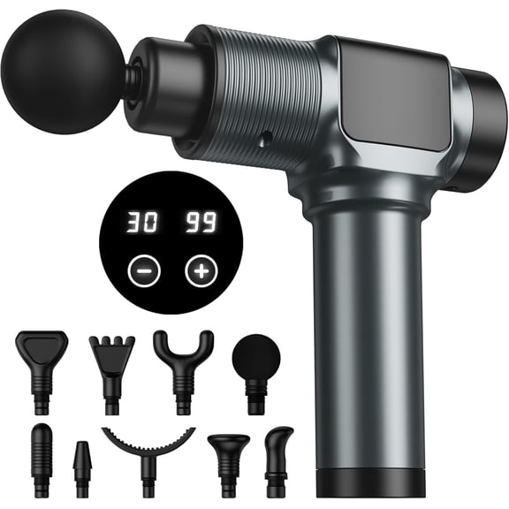 Massage Gun, Deep Tissue Massager Gun for Pain Relief, Percussion Muscle Massage Gun for Athelets, Handheld Electric Back Massager with 30 Speed Levels & 9 Massage Heads