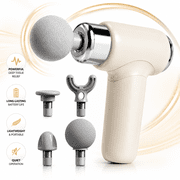 Massage Gun Deep Tissue, Mini Massage Gun, Quiet Portable Muscle Massager with 3 Speeds and 4 Heads for Workout Recovery and Office Relaxation, Beige