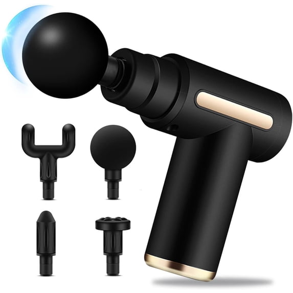 Massage Gun - Deep Tissue, Mini, Portable, 4 Heads, 6 Speeds, Pain Relief, Whole Body