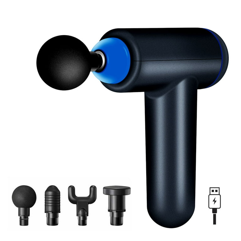 Deep Tissue Massage Gun, 4 Heads, 6-Speed High-Intensity, USB Rechargeable,  Portable - Walmart.com