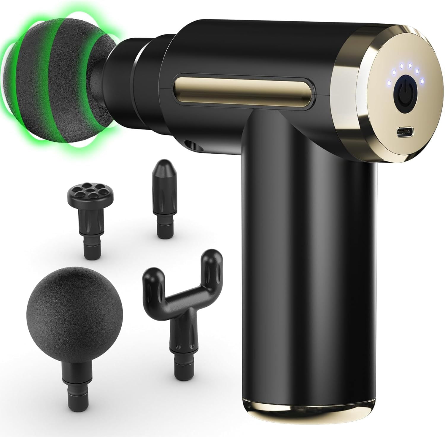 Massage Gun Deep Tissue for Pain Relief with 4 Massage Heads & 6 Speeds, Electric Mini Handheld Body Massager for Any Pain Relief, Best Gifts for Men and Mom