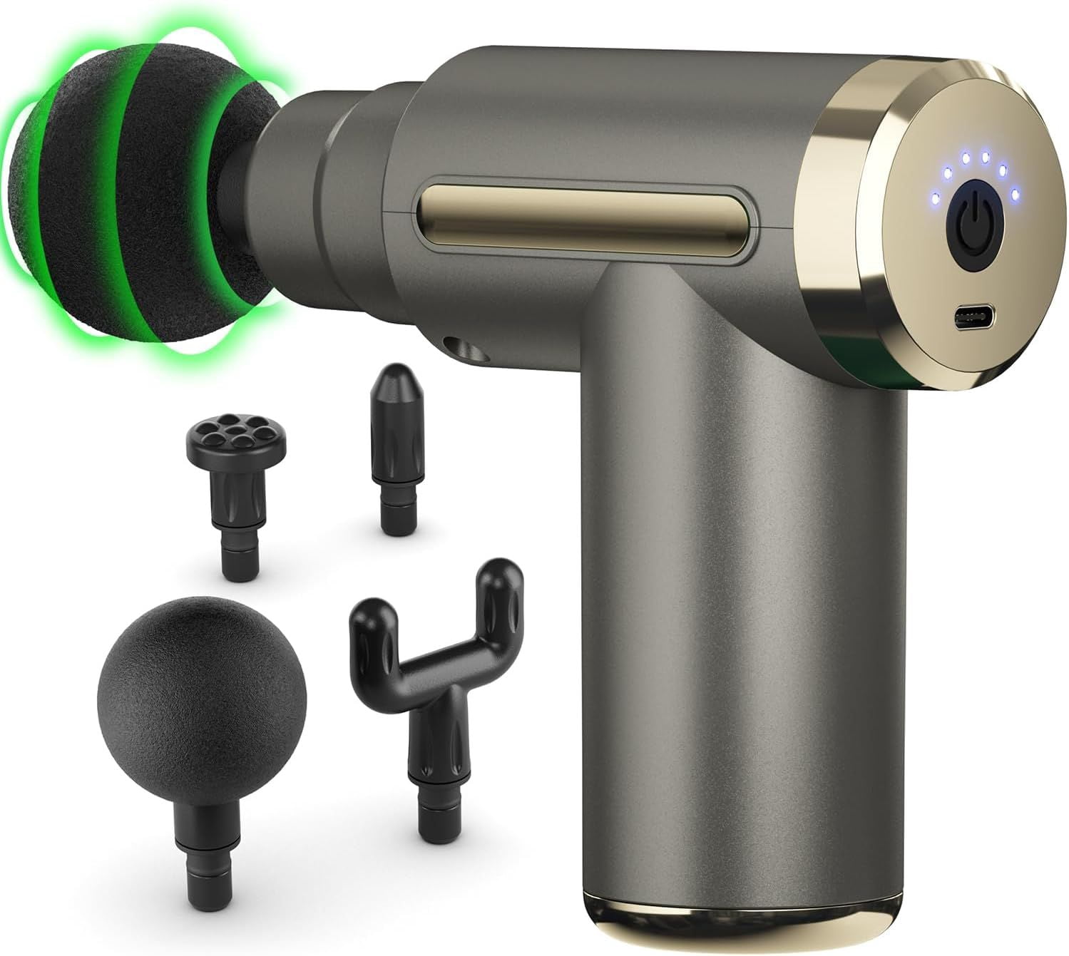 Massage Gun Deep Tissue for Pain Relief with 4 Massage Heads & 6 Speeds, Electric Mini Handheld Body Massager for Any Pain Relief, Best Gifts for Men and Mom