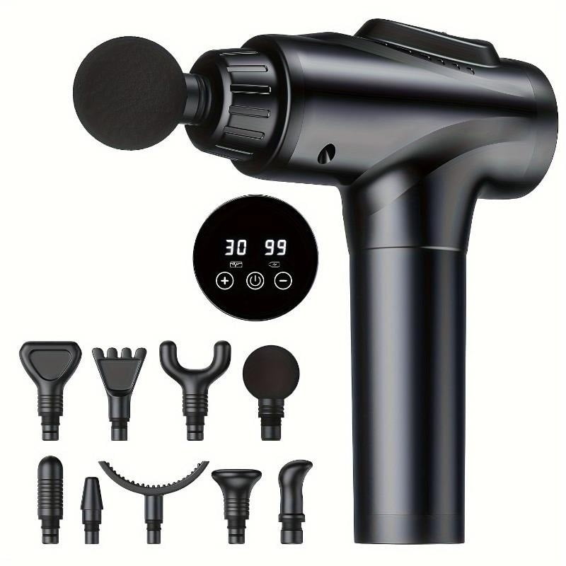 Massage Gun Deep Tissue, Percussion Massage Gun with 9 Attachments & 30 Speed, Handheld Electric Back Massager for Pain Relief- Gifts for Man Women