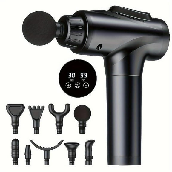 Massage Gun Deep Tissue, Percussion Massage Gun with 9 Attachments & 30 Speed, Handheld Electric Back Massager for Pain Relief- Gifts for Man Women