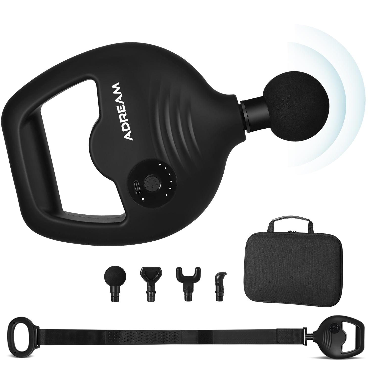 Massage Gun Deep Tissue Percussion Massager for Back Neck Muscle Relieve with Massaging Belt 6 Speed Quiet Silent Brushless Motor