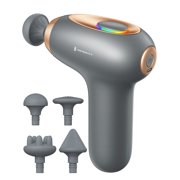 Massage Gun, Deep Tissue Percussion Muscle Massager Handheld Cordless Back Massager with 5 Speeds and 4 HeadsGray