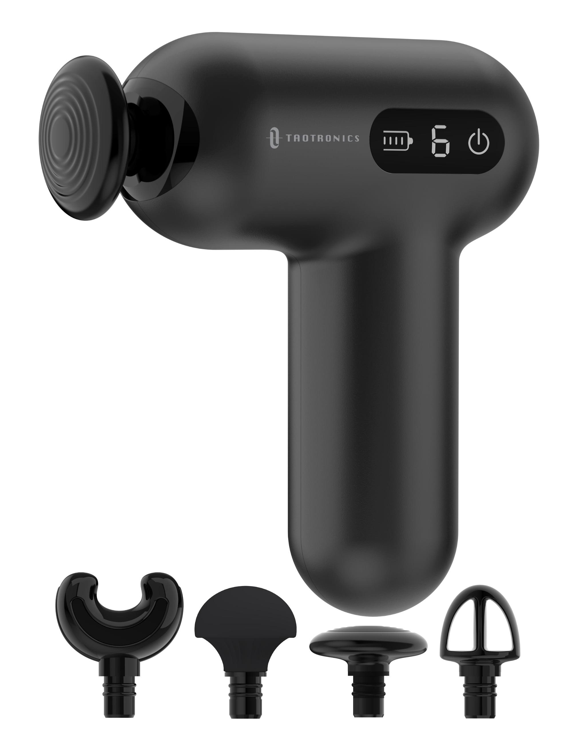 Massage Gun, Deep Tissue Percussion Muscle Massager Handheld Cordless Back Massager with 6 Speeds and 4 Heads(Black)