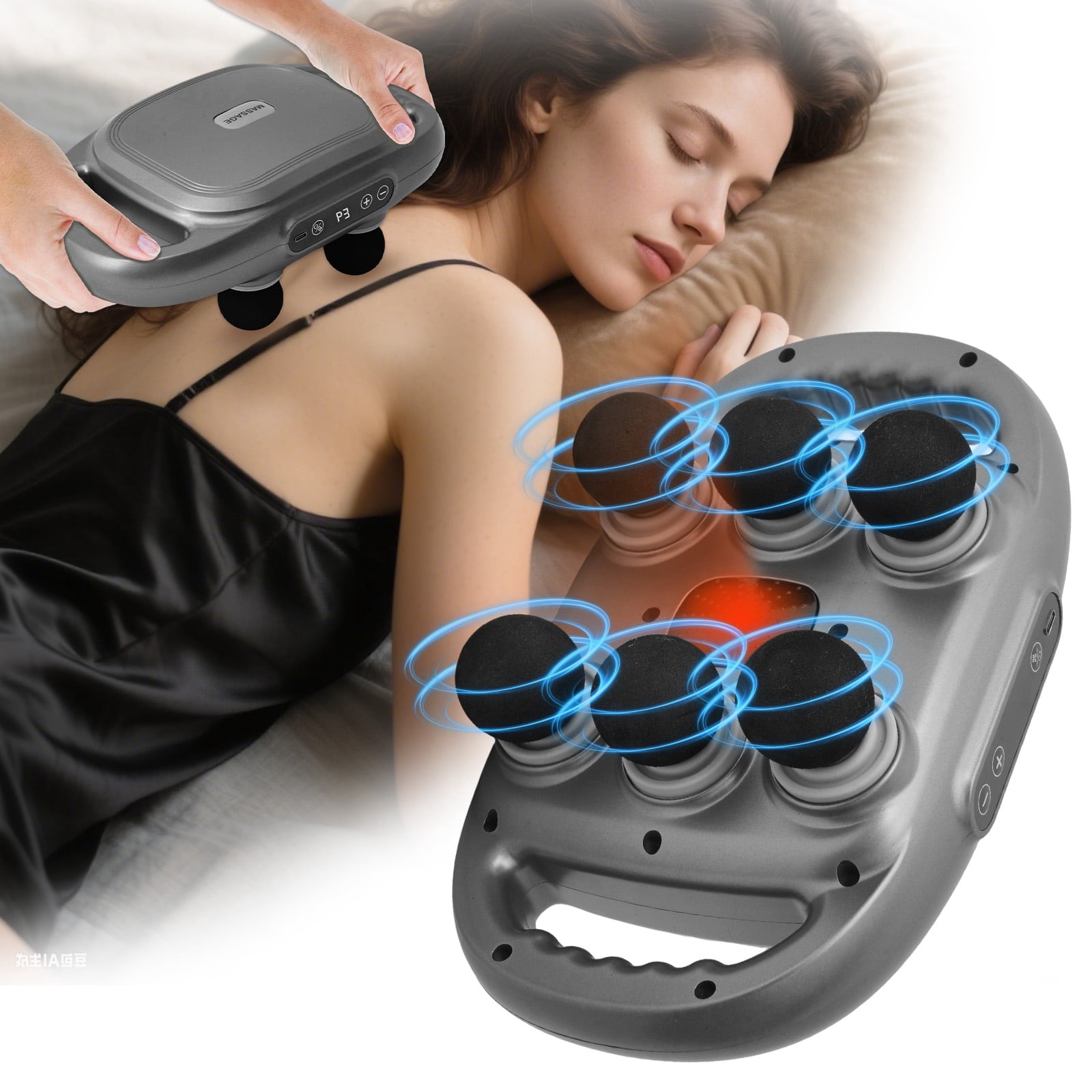 RICAN 6 Head Massage Gun, 9 speeds & 3 Sets Massage Heads for deep muscle relief on your back, legs, arms, A perfect gift for family & friends.