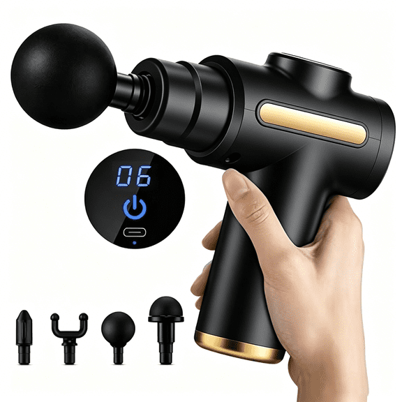 Massage Gun Deep Tissue - Portable Percussion Back Massager with 4 Heads for Muscle Relaxation & Body Comfort