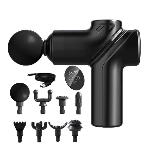 Massage Gun Deep Tissue, Silent Brushless Motor and Portable Massage Gun with 8 Interchangeable Heads for Deep Muscle Relief and Relaxation, Relax Gift,Black13.5*14.7cm