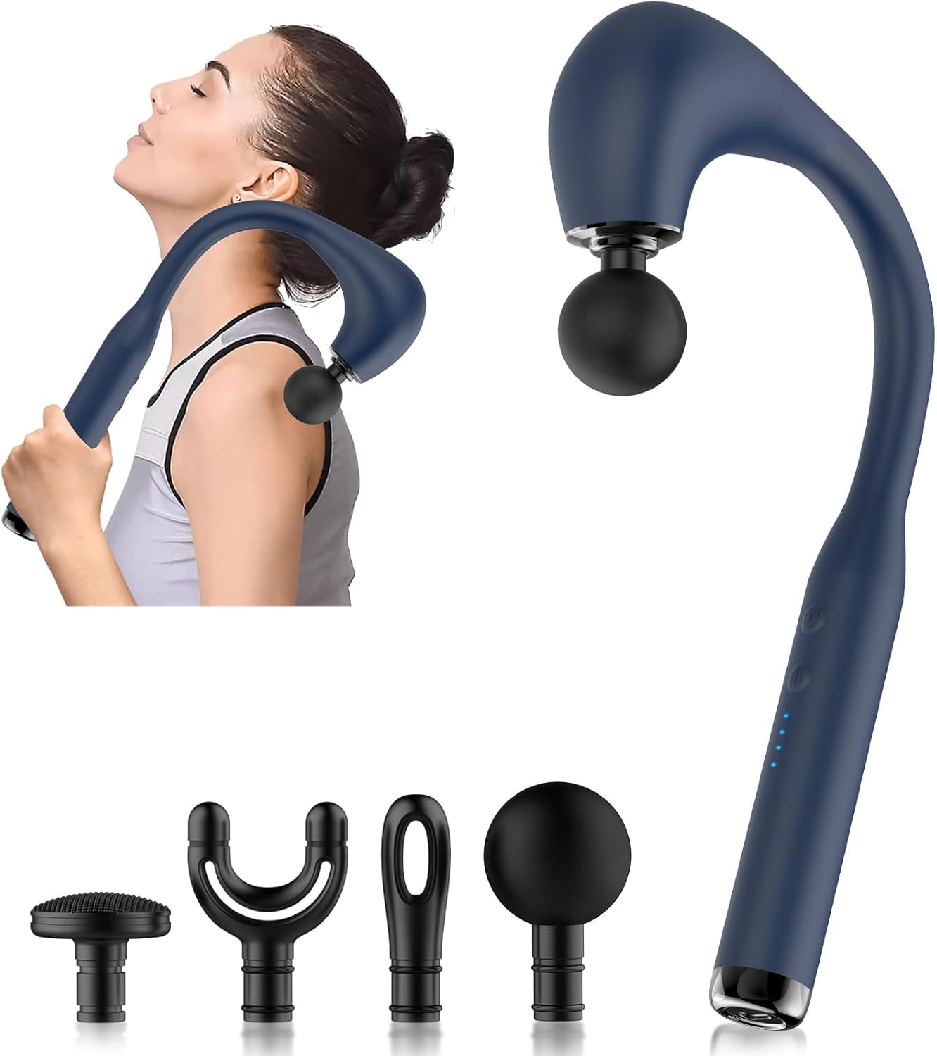 Massage Gun Deep Tissue with Extended Handle Revolutionary U-Shaped Back Massager Body Massager for Neck and Shoulder and Leg
