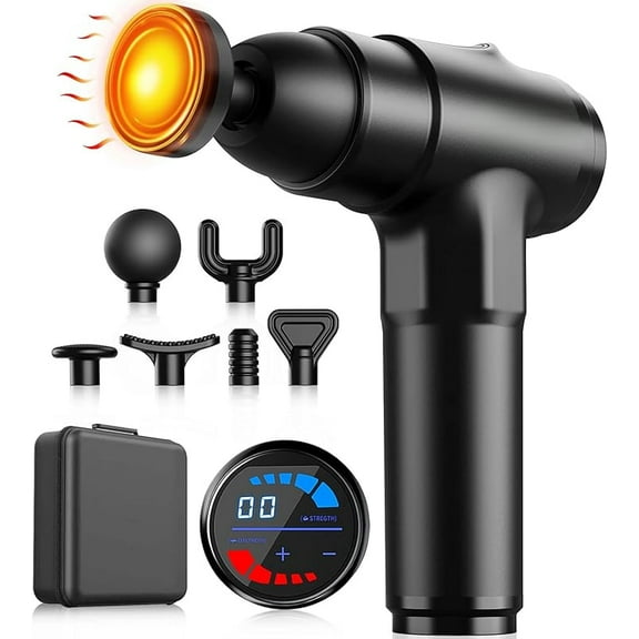 Massage Gun with Heat,Deep Tissue Massage Gun, Back and Neck Massager for Pain Relief,Muscle Percussion Massager,Fathers Day Birthday Gifts for Dad him Handheld Messager with 7Heads&Silent
