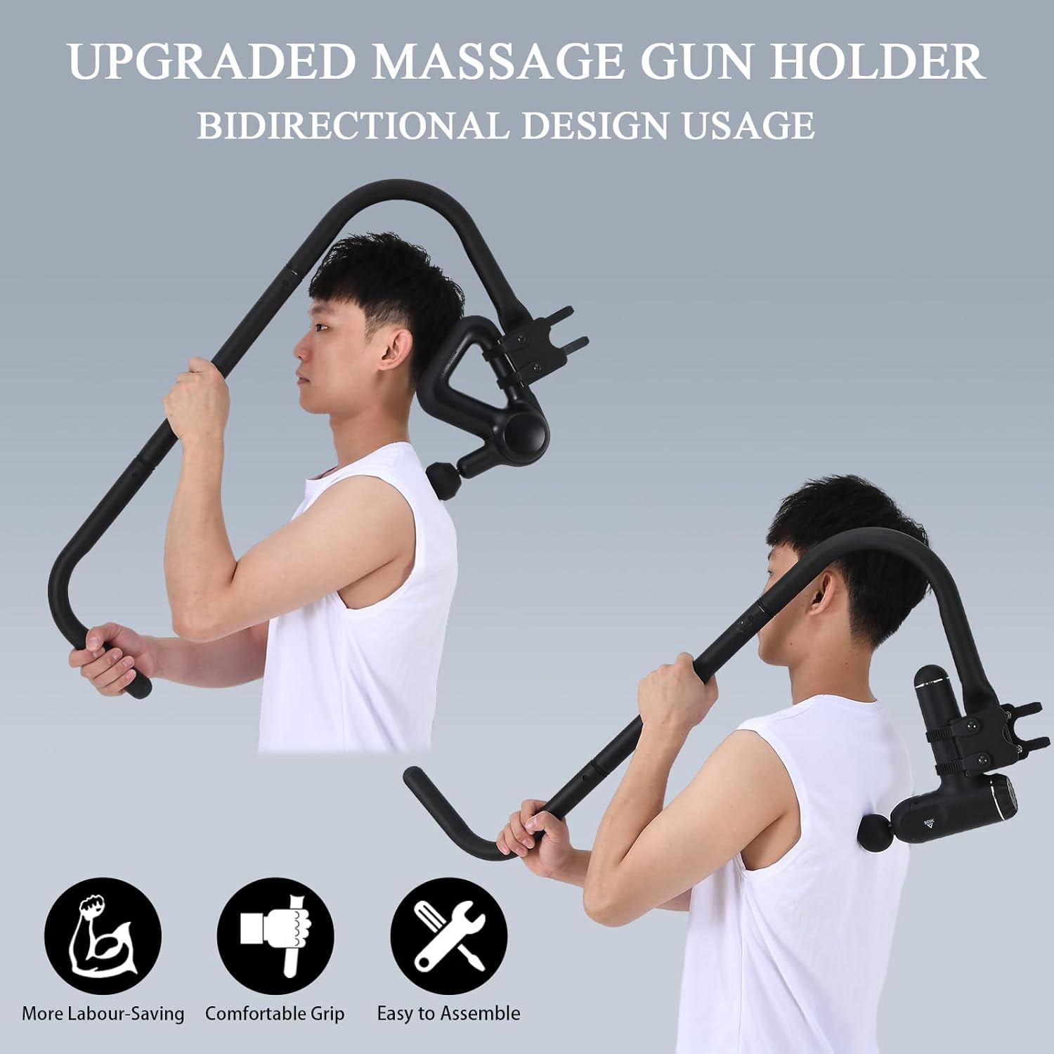 Massage Gun Holder - Ergonomic Shoulder Neck Back Handheld Self Massager Mount for Professional Grade Relief