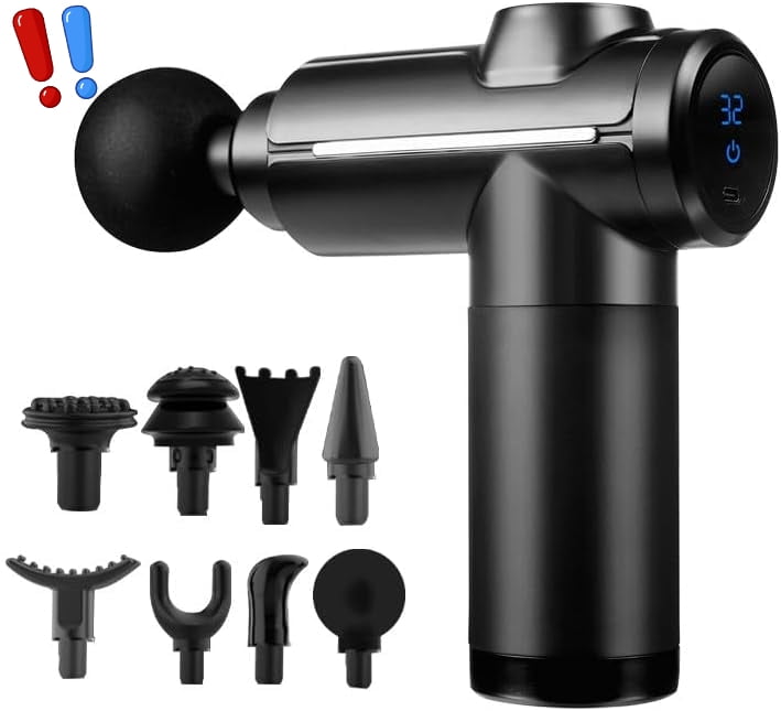 Massage Gun Home-use Exercise Muscle Relaxation Massager 32 Speeds and 8 Massages Heads Silent Extremely Long Battery Life Portable Handheld for Legs,Back,Arms,Waist Pain Relief (Black)