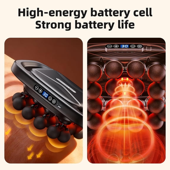 Massage Gun Pain Relief Deep Tissue, 20-Head Percussion Massager with 3 Modes & 30 Intensity Levels, Quiet Muscle Massage Gun for Back, Shoulders, Legs & Body (Grey)