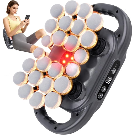 Massage Gun with 24 Heads, for Workout Recovery, Office Relaxation, and Home Use, Rechargeable for Back, Shoulders, Legs & Feet, Grey