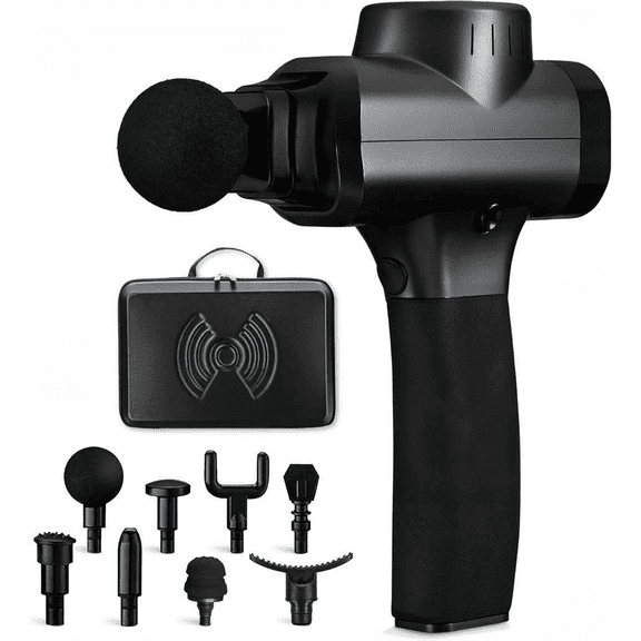 Massage Gun with 8 Heads and 5 Speed Settings for Deep Tissue Recovery