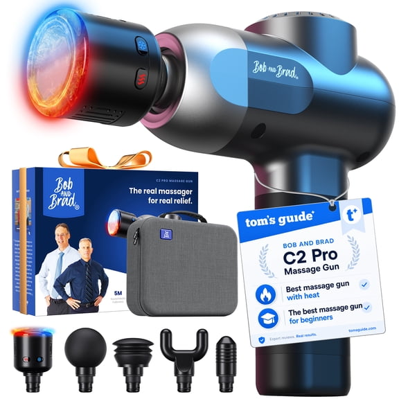 BOB AND BRAD C2 Pro Deep Tissue Percussion Muscle Massage Gun Heat and Cold Therapy Massager with 5 Speeds + 5 Heads