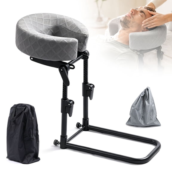 Massage Headrest for Bed, Massage Face Cradle at Home, Adjustable 18" Height Massage Head Holder for Sleeping Mattress, Comfortable Face Down Pillow with Storage Bag After Eye Surgery