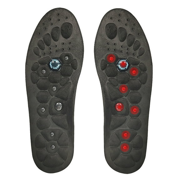 Massage Insoles Magnetic Stone Insoles Relieve Pain Foot Blood Circulation Elastic Shoe Insoles Trimmable Insoles Foot Massage Acupoints Insoles for Men Teacher Feet Fatigue Relief Black L