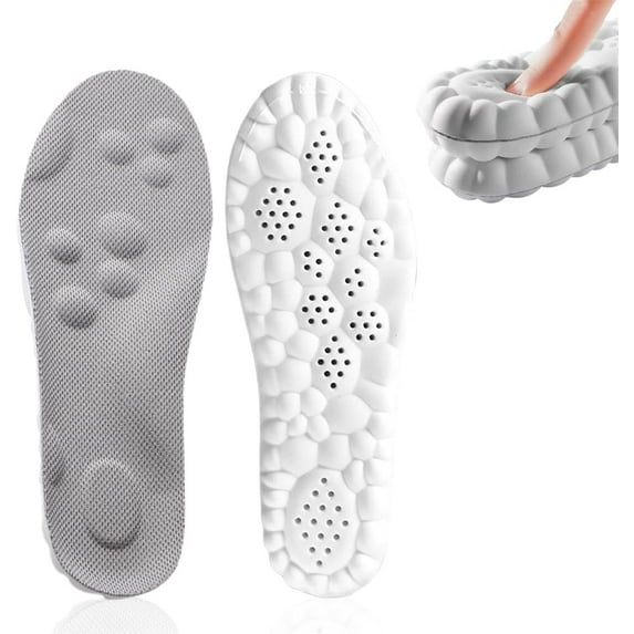 Massage Insoles for Men Women, 2025 Upgraded 4D Anti-Slip Memory Foam Insoles with Arch Support, Comfort Breathable Shoe Inserts (Orange, 41-42)