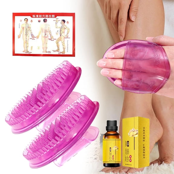 Massage Kit,Meridian Massage Brush,Body Relaxation Comb With Oil Set,2 Acupressure Meridian Brush,Portable Handheld Massage Comb,Full Body Relaxation Tool with Essential Oil Applicator(Purple)