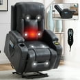 thumbnail image 1 of Power Lift Recliner Chair with Massage and Heat,Faux Leather Soft Chair with USB Charging&Cup Holders, Infinite Position Reclining,Heavy Duty 350 LBS Capacity, 1 of 10
