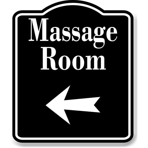 Massage Left Arrow BLACK Aluminum Composite Sign, 8.5"x10"